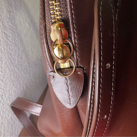 Coach Peyton Leather Cora Domed Satchel F25671 Brass/ Mahogany‎ - Picture 5 of 16